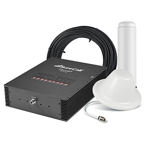 SureCall Force5 2.0 Voice Text & 4G LTE Cell Phone Signal Booster with Built-In Sentry Remote Monitoring - Omni/Dome Kit