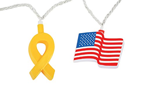 Camco Party Lights for RV Awnings Yellow Ribbon & American Flag