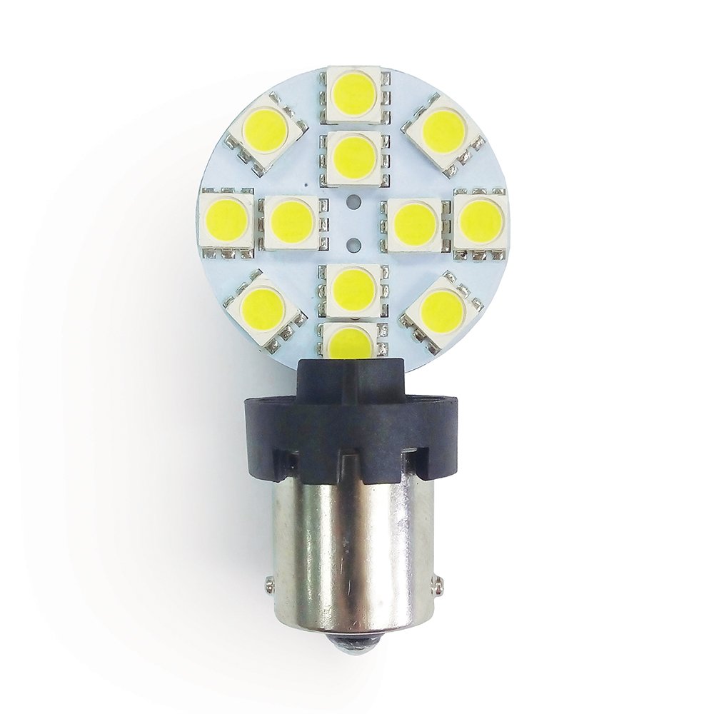 RV LIGHTING PWM 2-in-1 (Universal) Eco-LED Cold White LED Bulb, with 12 SMD 5050 & Side T10 & BA15S ConnectorsWBU-PWM-CW12