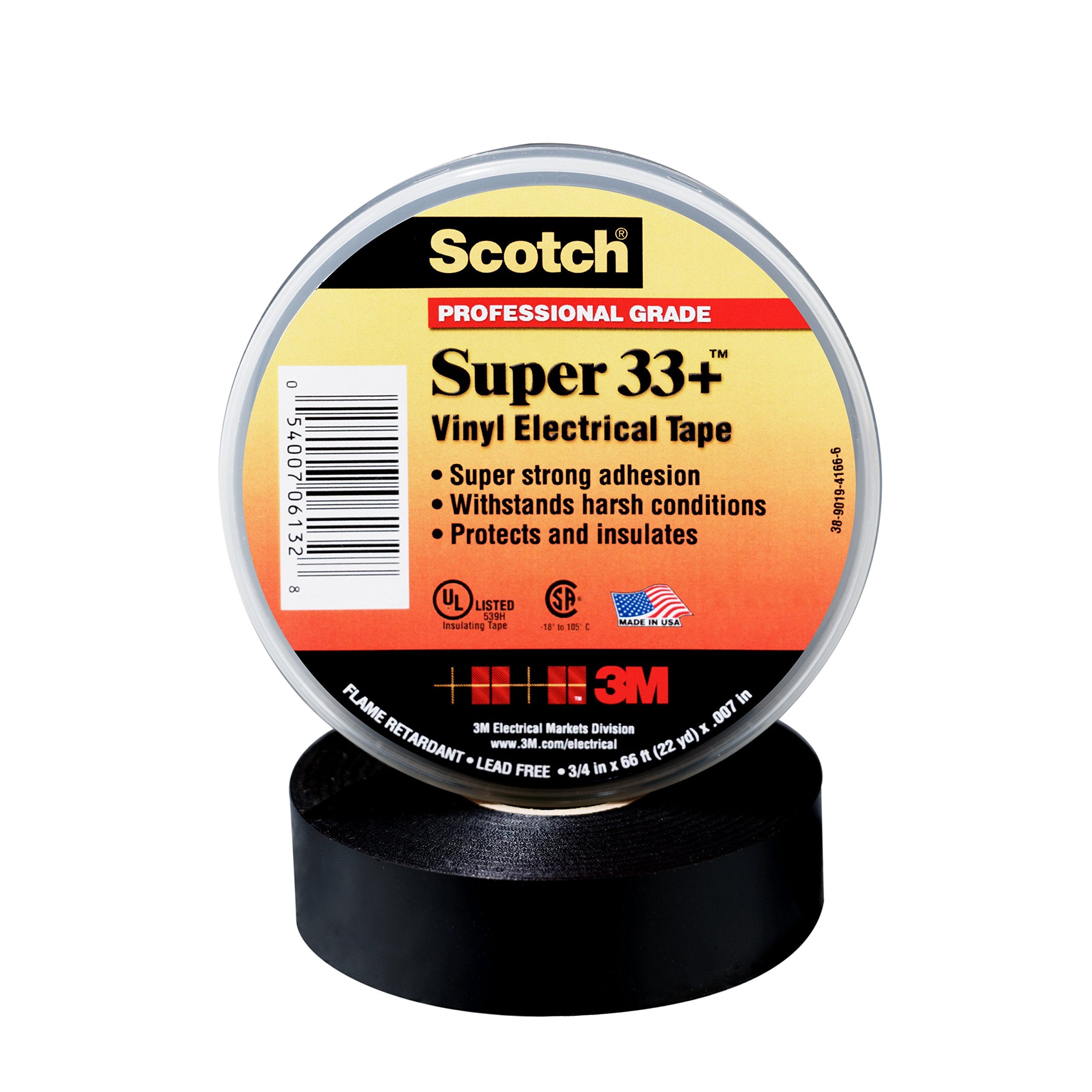 Scotch(R) Super 33(TM) Vinyl Electrical Tape, 3/4 in x 52 ft, Black