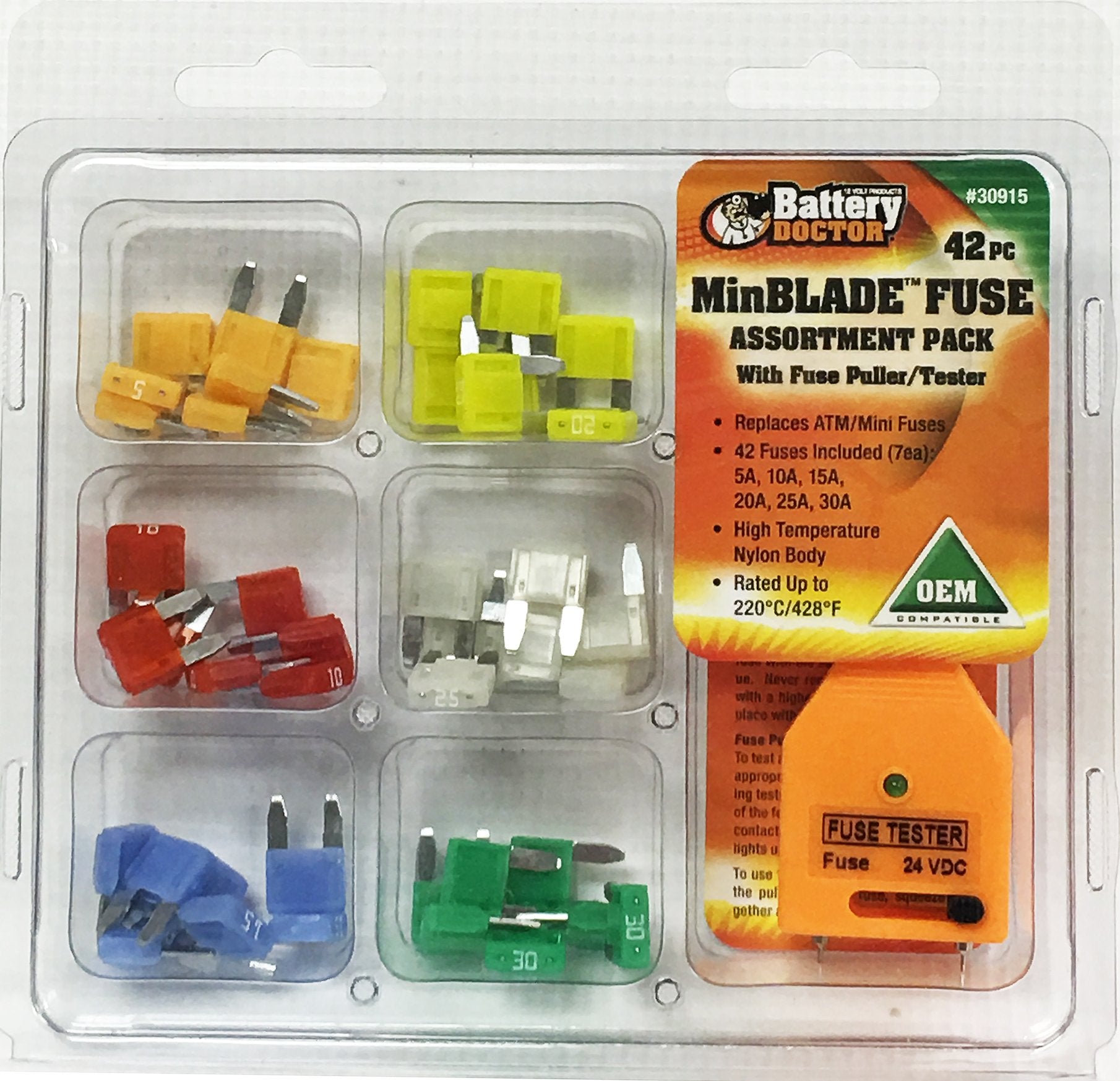 WirthCo 30915 Battery Doctor Minblade Fuse Kit with Puller and Tester, 42 Piece