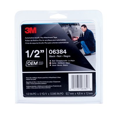 3M 06384 Acrylic Plus Double Sided Attachment Tape 1/2" x 5yds