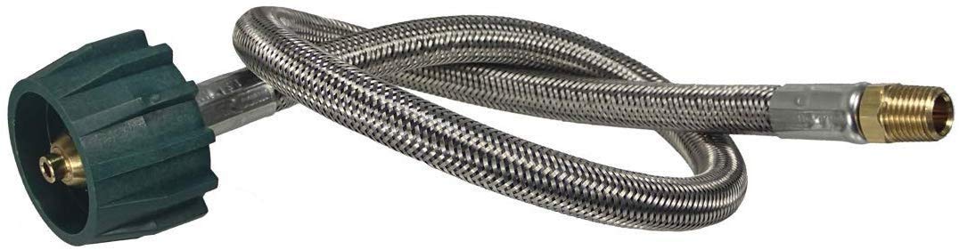 M.B. Sturgis Inc. 1/4" RV Stianless Steel Overbraid Pigtail Propane Hose X 1/4" MPT (15 Inches)