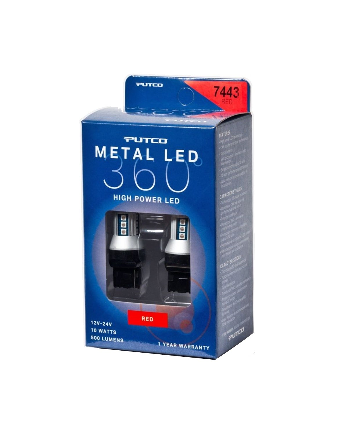Putco 347443R-360 Metal LED Bulb, 1 Pack