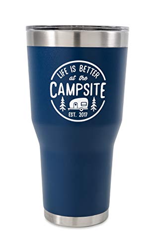 Camco | 53324 | Life is Better at The Campsite Tumbler 30 oz | Navy