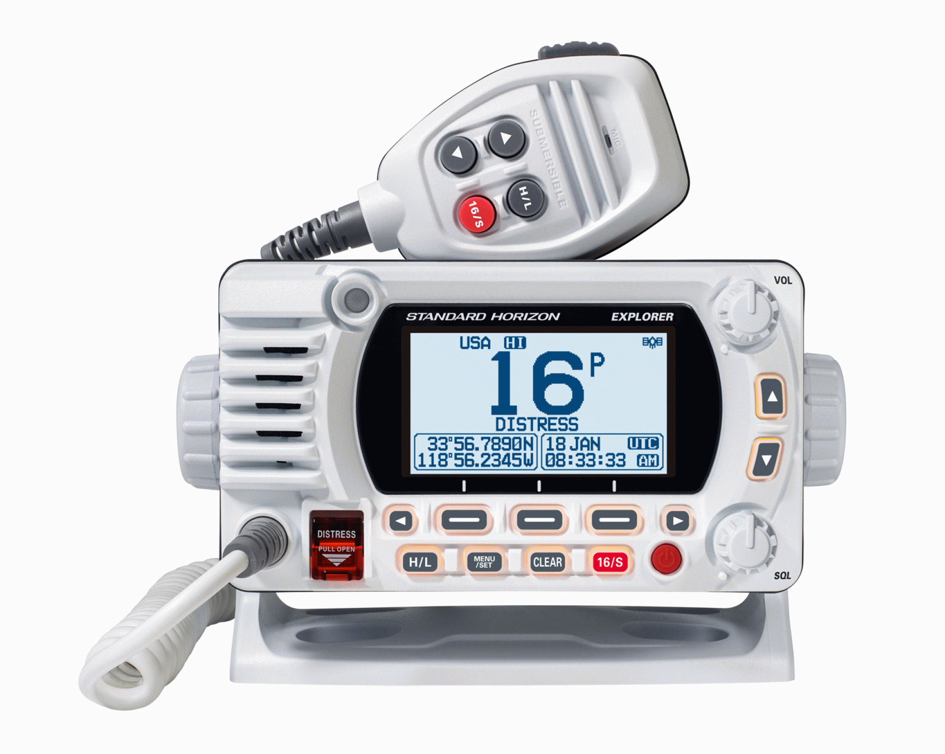 STANDARD HORIZON | GX1800GW | VHF/GPS RADIO FIXED MOUNT RAM MIC EXPLORER 25 WATT WHITE