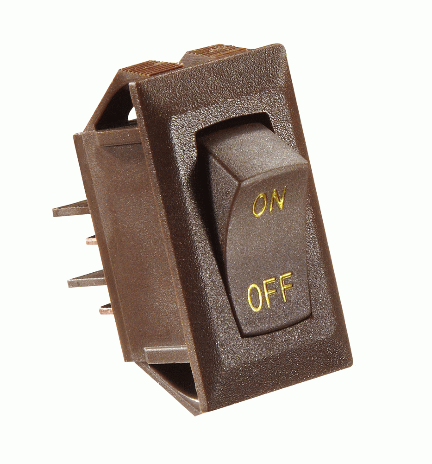 RV DESIGNER COLLECTION | S273 | Rocker Switch Brown w/Gold Text 10 Amp On/Off SPST