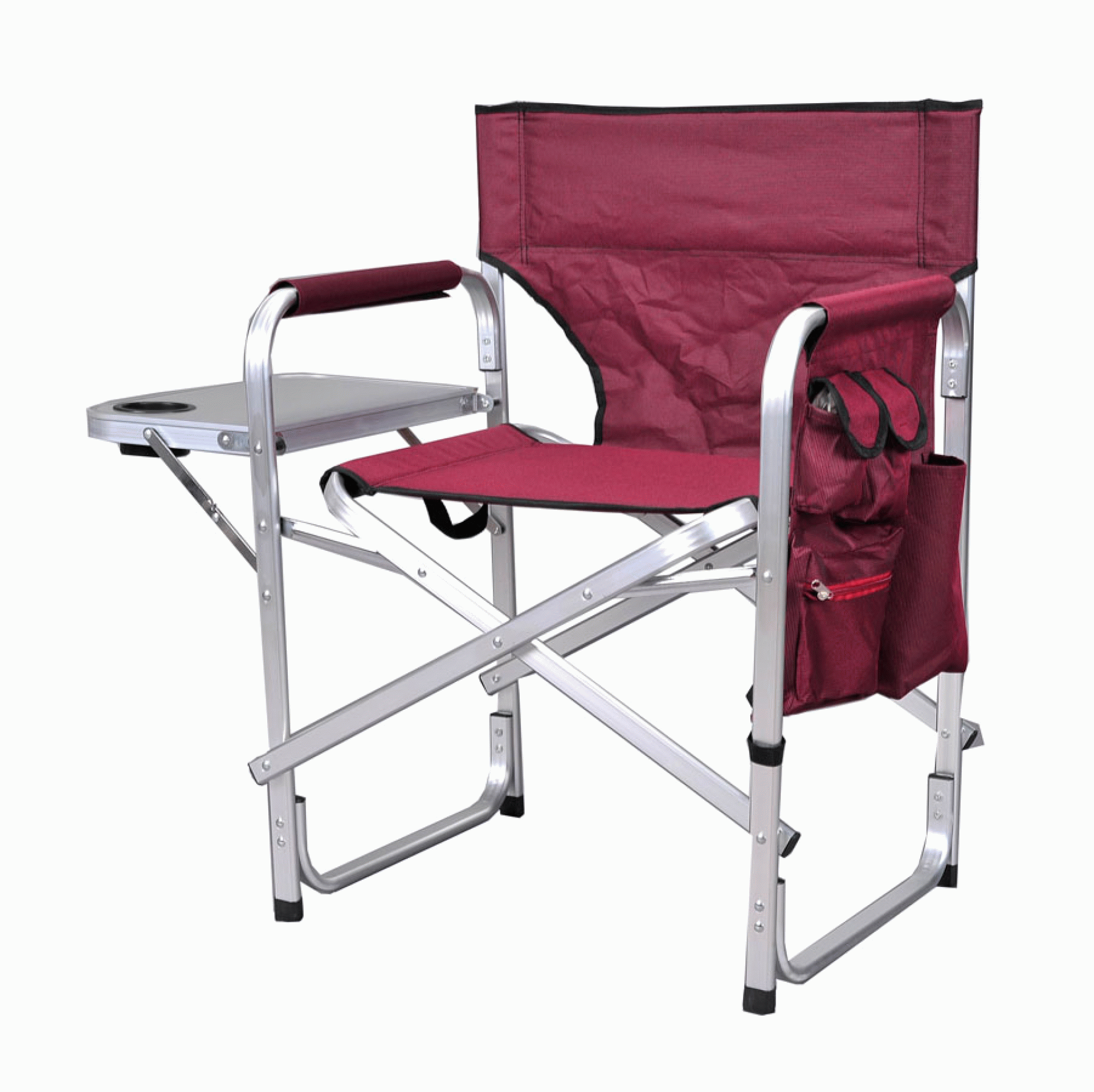 MINGS MARK INC. | SL1204BURGUNDY | DIRECTOR'S CHAIR W/ SIDE TABLE AND POCKETS - BURGUNDY