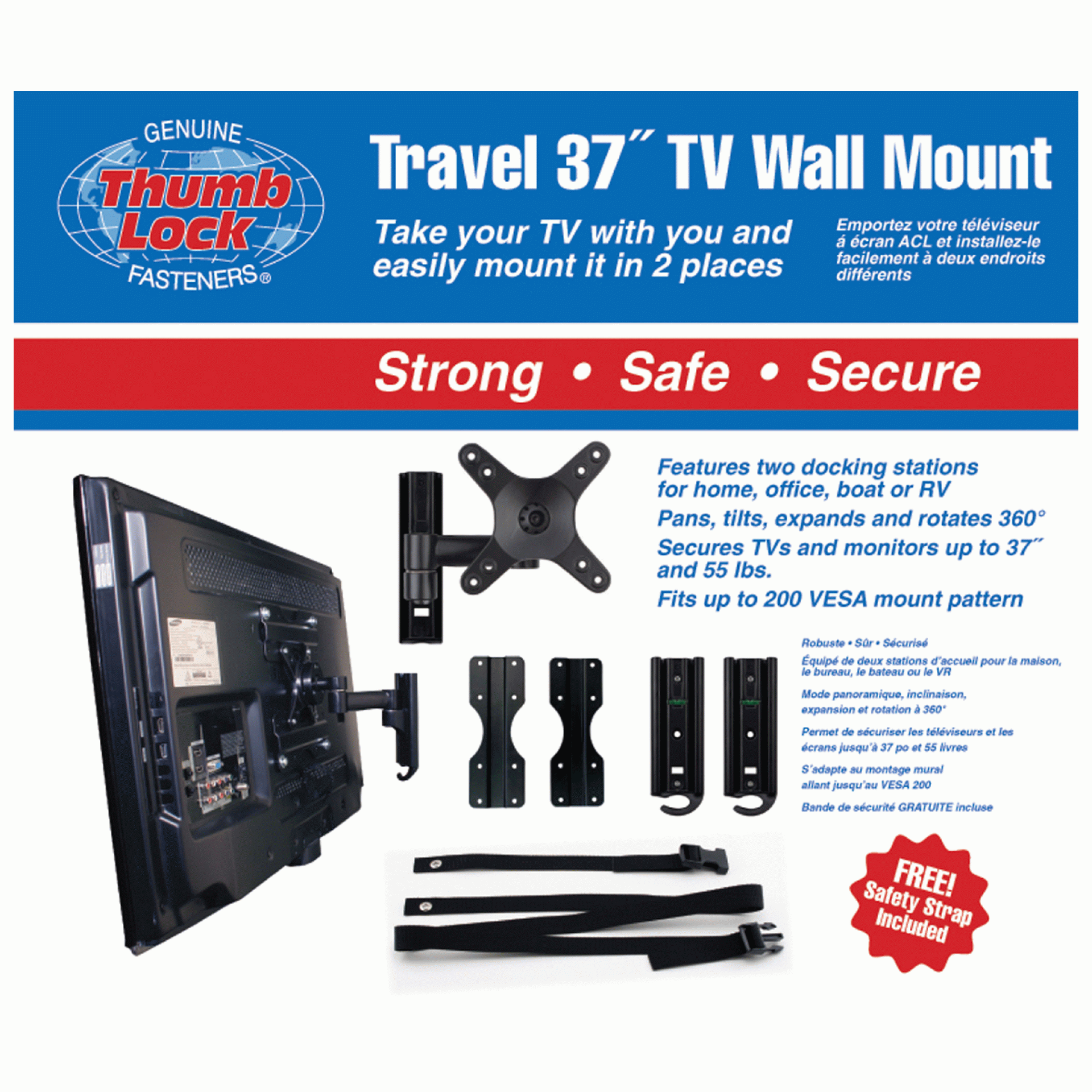 READY AMERICA | MRV3510 | DUAL DOCK WALL TV MOUNT - UP TO 37" TV