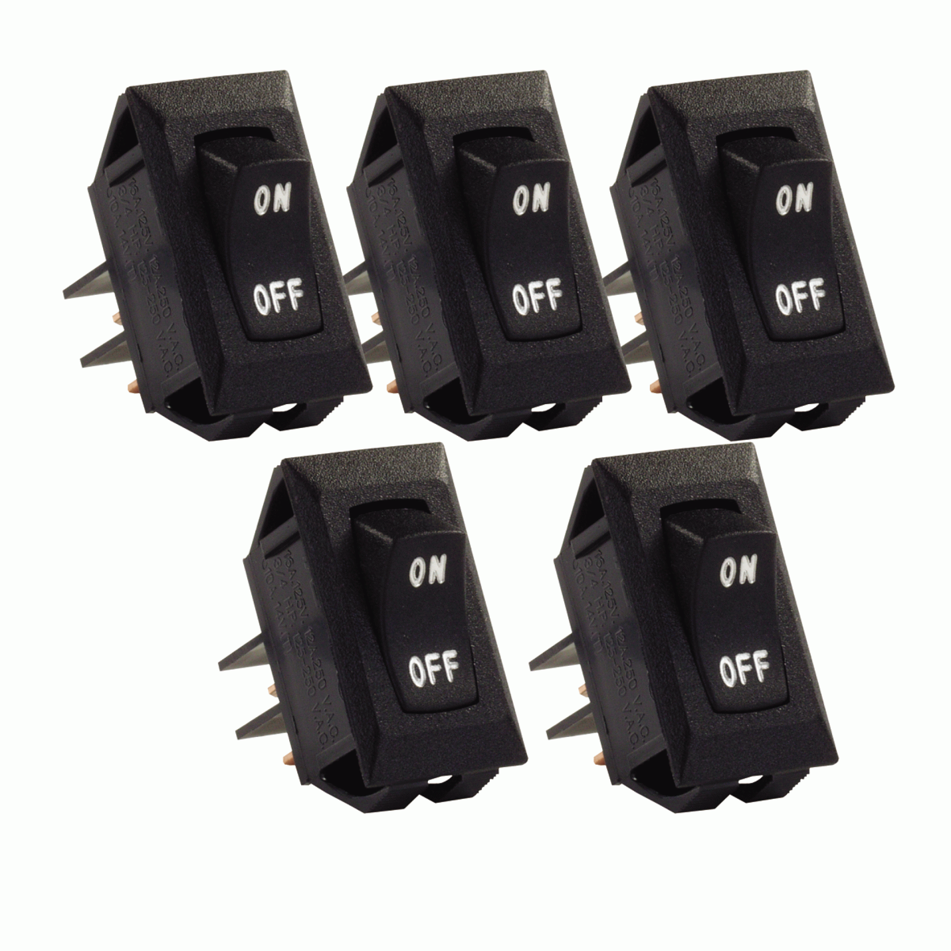 J R PRODUCTS | 12591-5 | LABELED ON/OFF SWITCH BLACK 5/pk