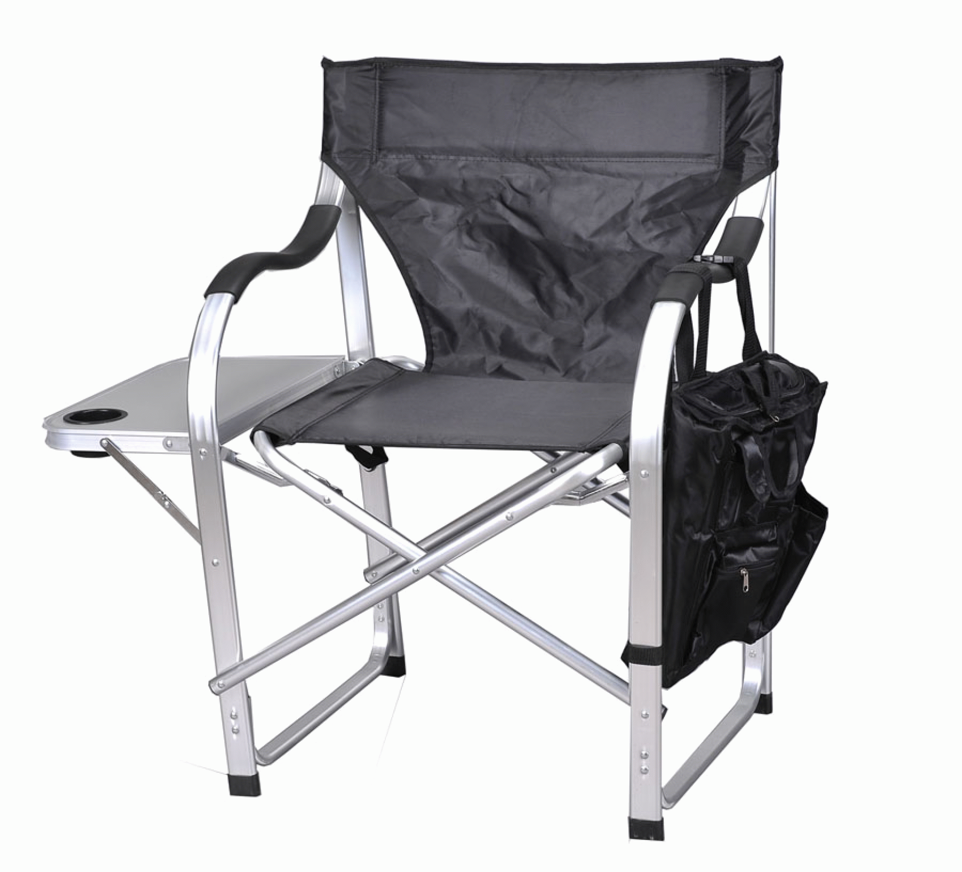 MINGS MARK INC. | SL-1206 BLACK | HEAVY DUTY DIRECTOR'S CHAIR W/ SIDE TABLE AND POCKETS - Black