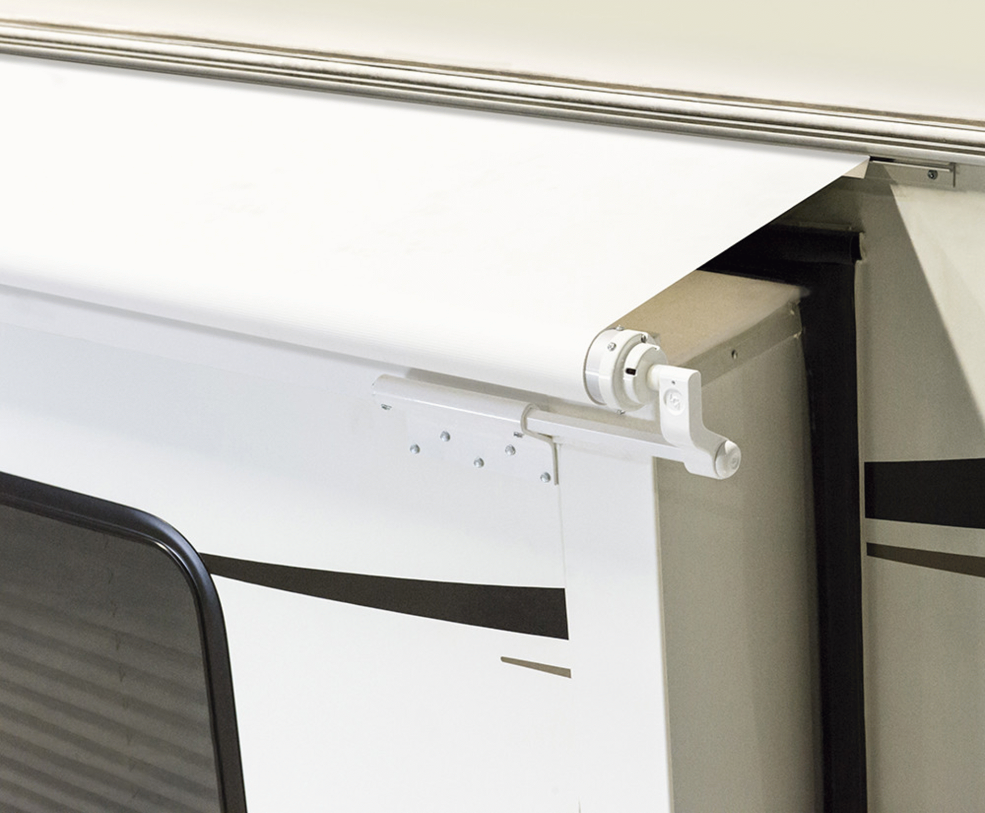 Lippert Components | V000163289 | Solera Slide Out Awning 102" Fits Room Width 92" To 97 3/4" WHITE Vinyl WHITE Hardware