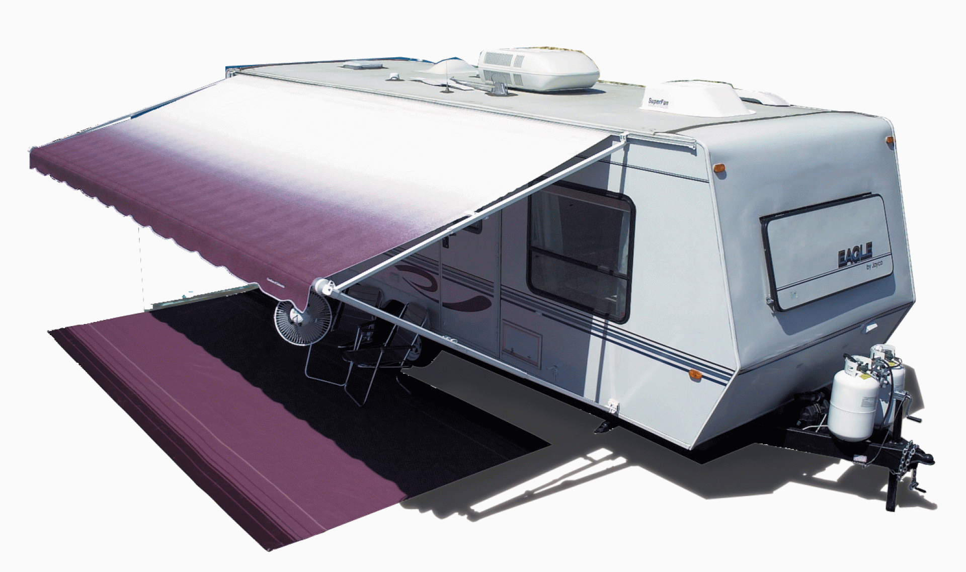 Carefree Of Colorado | EA12LF00 | Fiesta Awning 12 Ft Burgundy Fade White  Weather Guard And Castings