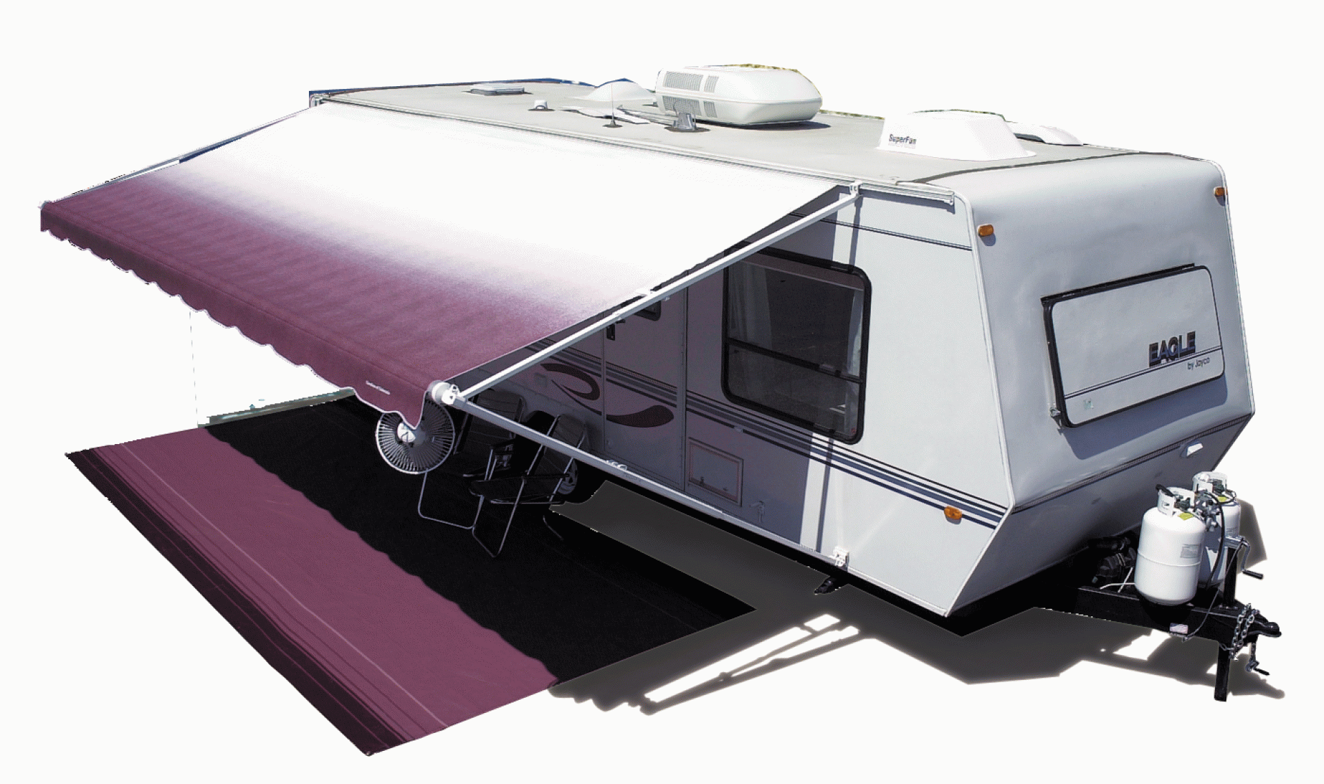 CAREFREE OF COLORADO | EA136A00 | Fiesta Awning 13' Burgundy Shale Fade White Weatherguard And Castings