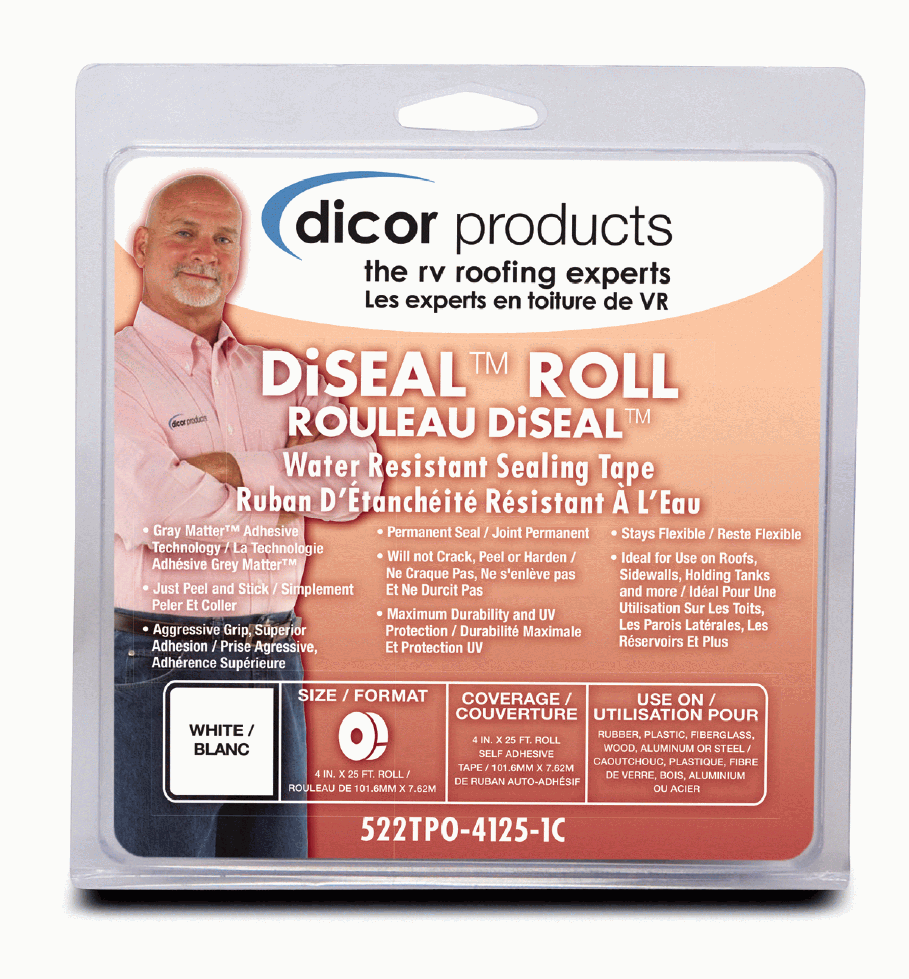 DICOR CORP. | 522TPO-4125-1C | DiSeal Sealing Tape 4" x 12.5' - White