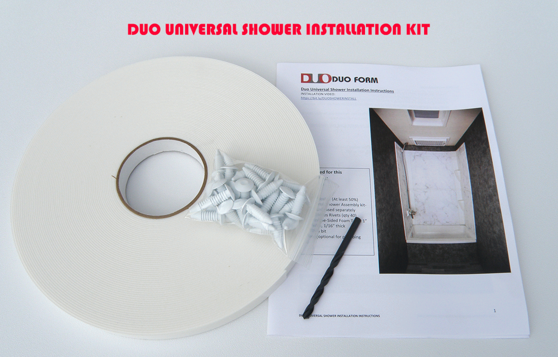DUO-FORM PLASTICS | UNI3PC-KIT | Hardware Kit - Universal Shower Wall