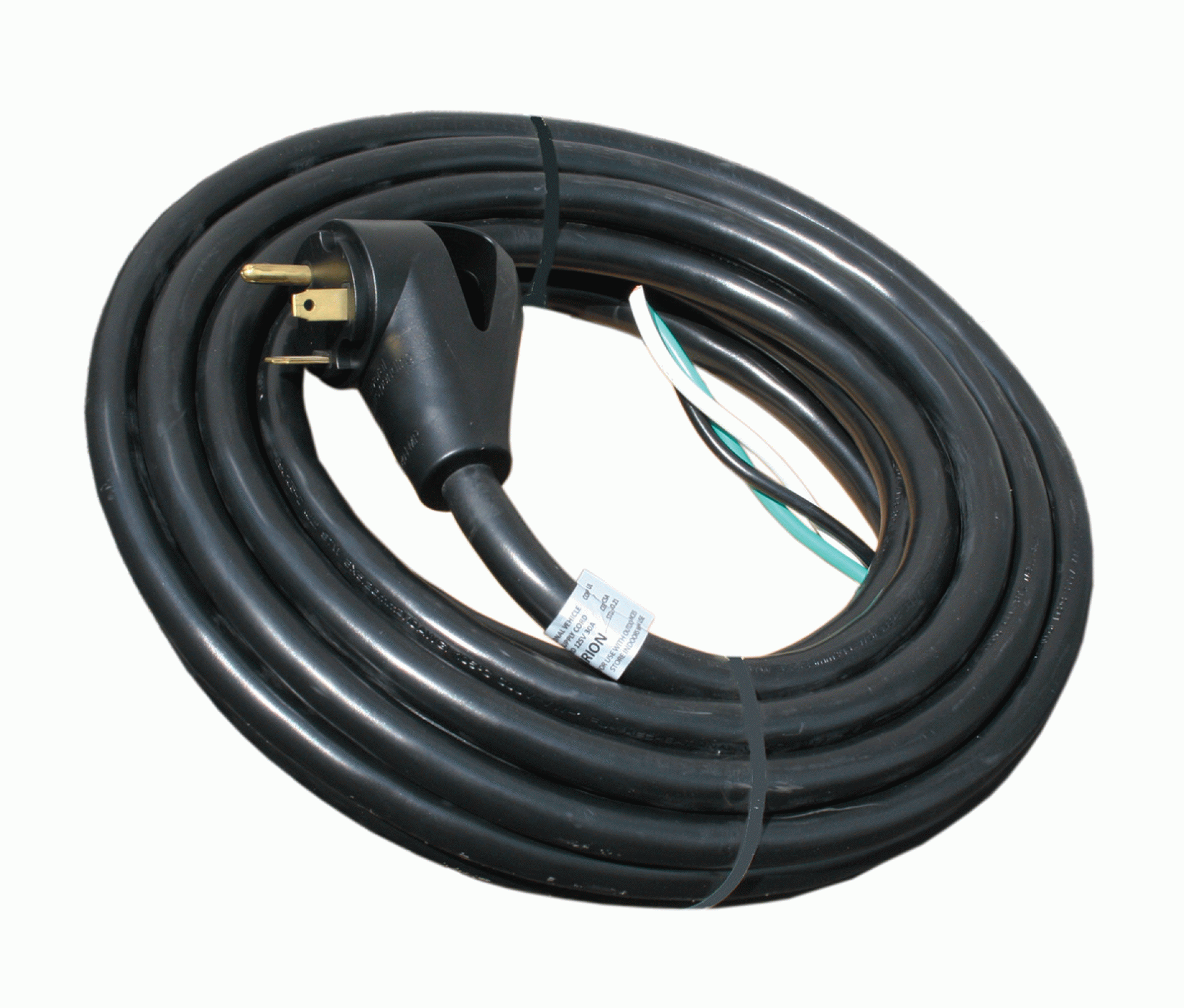 Furrion | F30RB36-SB | 30 AMP RV Cordset Black With LED and Handle Blank End 36'