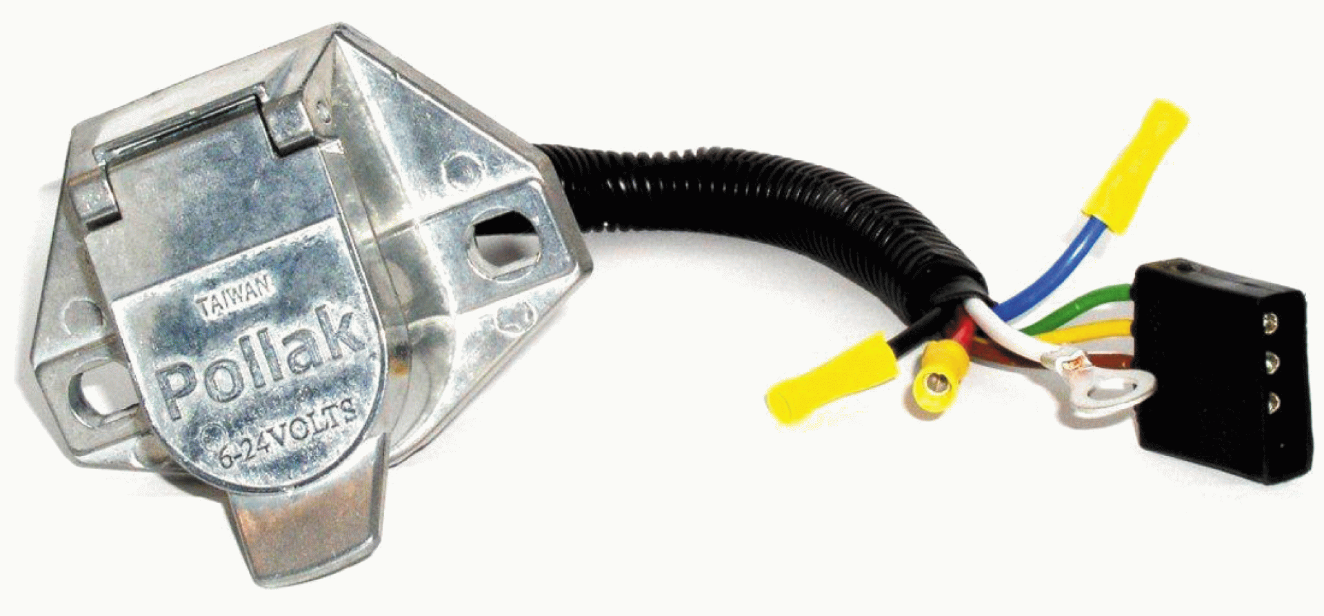 POLLAK | 12-726EP | 4 Way Flat Plug to 7-Way Round Metal Socket Adapter