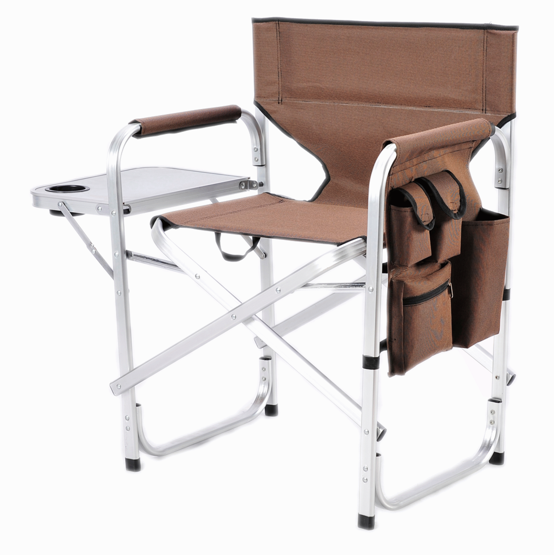 MINGS MARK INC. | SL1204BROWN | DIRECTOR'S CHAIR W/SIDE TABLE AND POCKETS - Brown