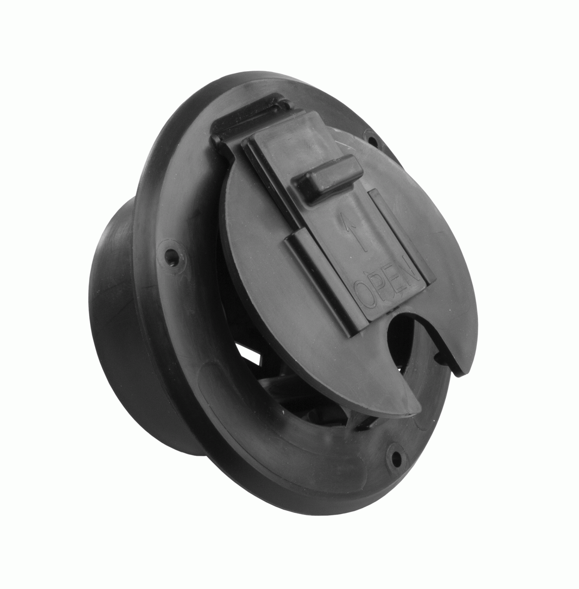 J R PRODUCTS | S-23-12-A | Cable Hatch 30 Amp Round Black