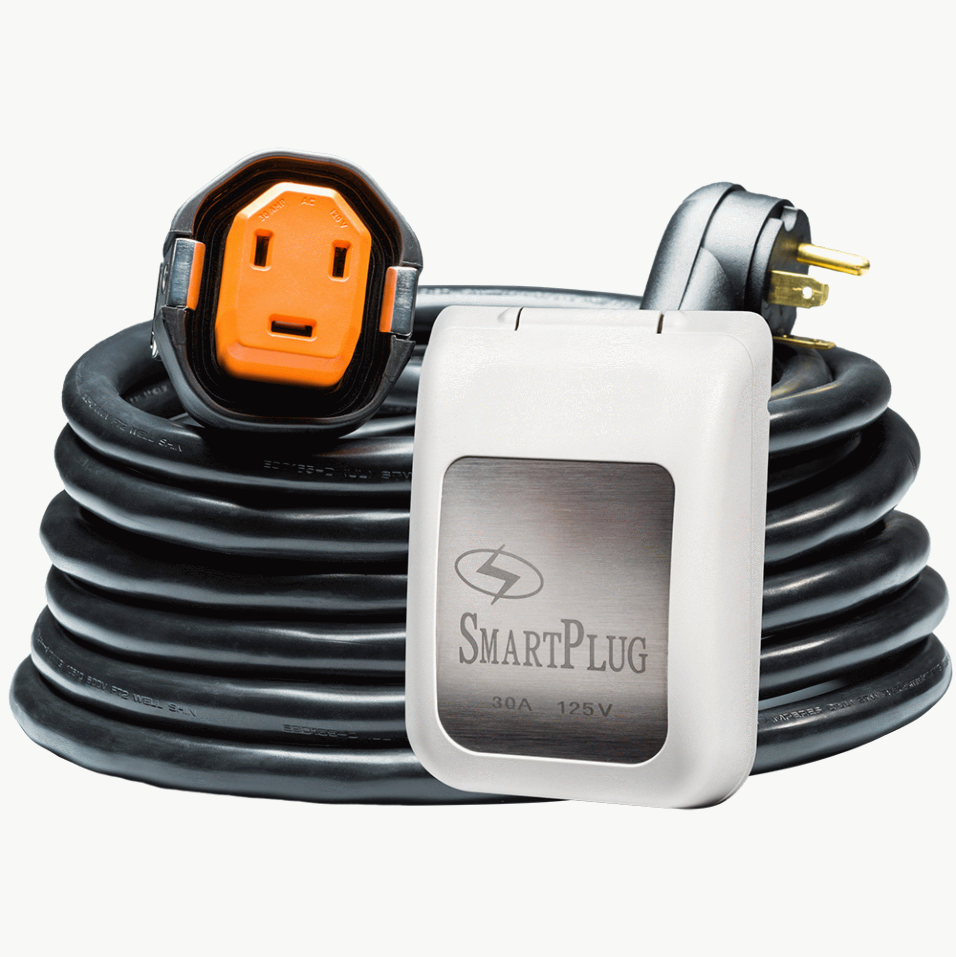 SMARTPLUG SYSTEMS | R30303BM30PW | 30 Amp - RV Kit - 30' Dual Config Black Cordset with White Power Inlet