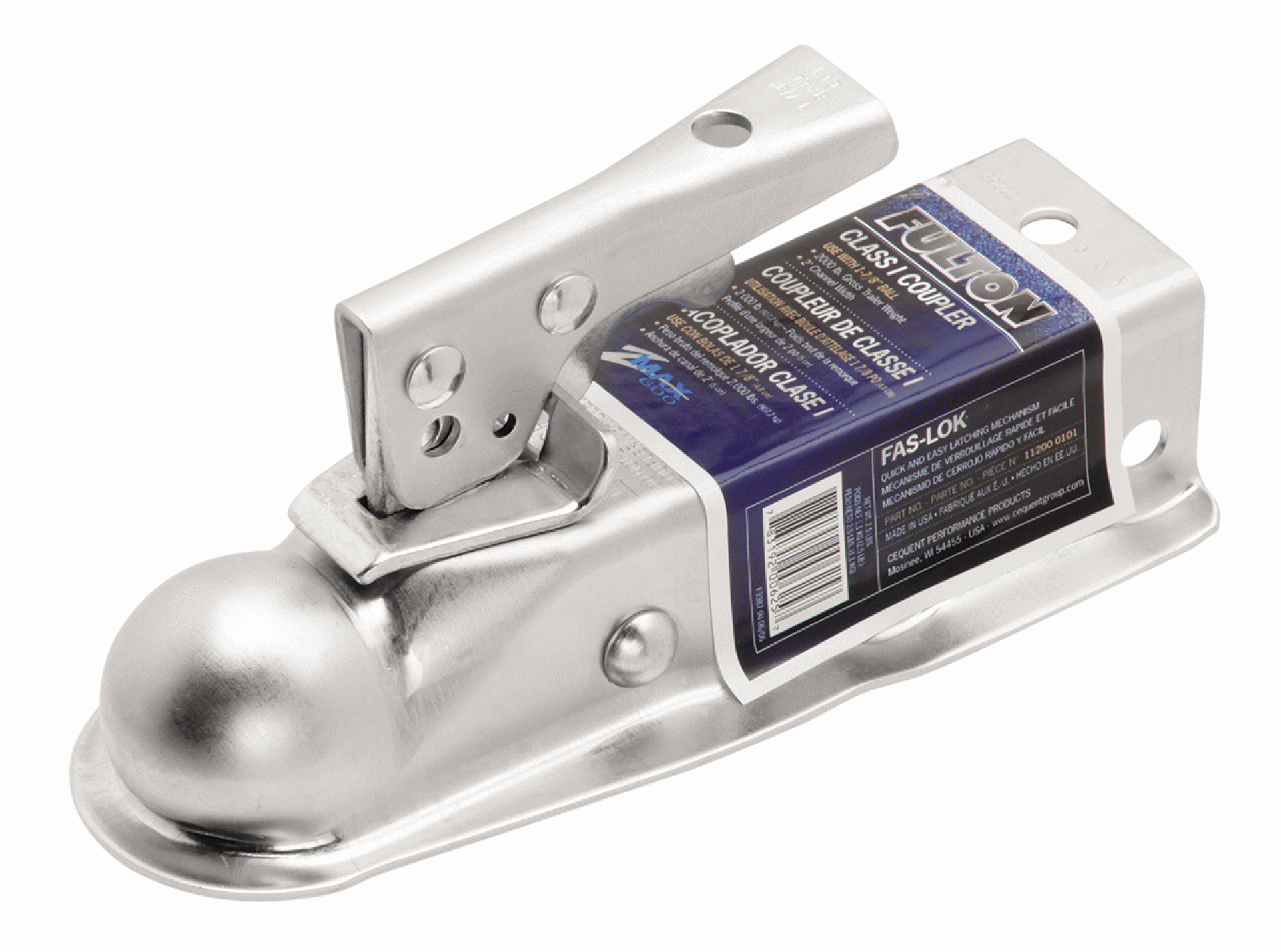 FULTON PERFORMANCE PRODUCTS | 11200 0101 | Coupler Class 1 - 2000 LB. 1-7/8" Ball 2" Channel - Zinc