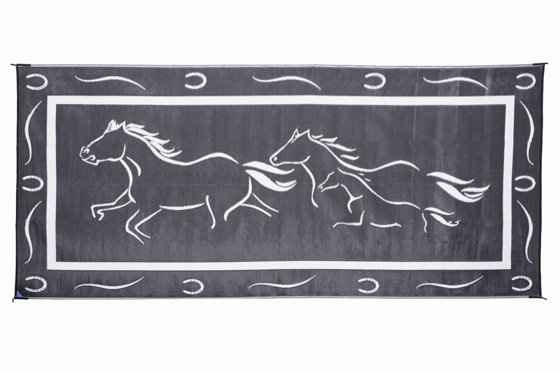 MINGS MARK INC. | GH8181 | Galloping Horses Mat 8' x 18' - Black/ White