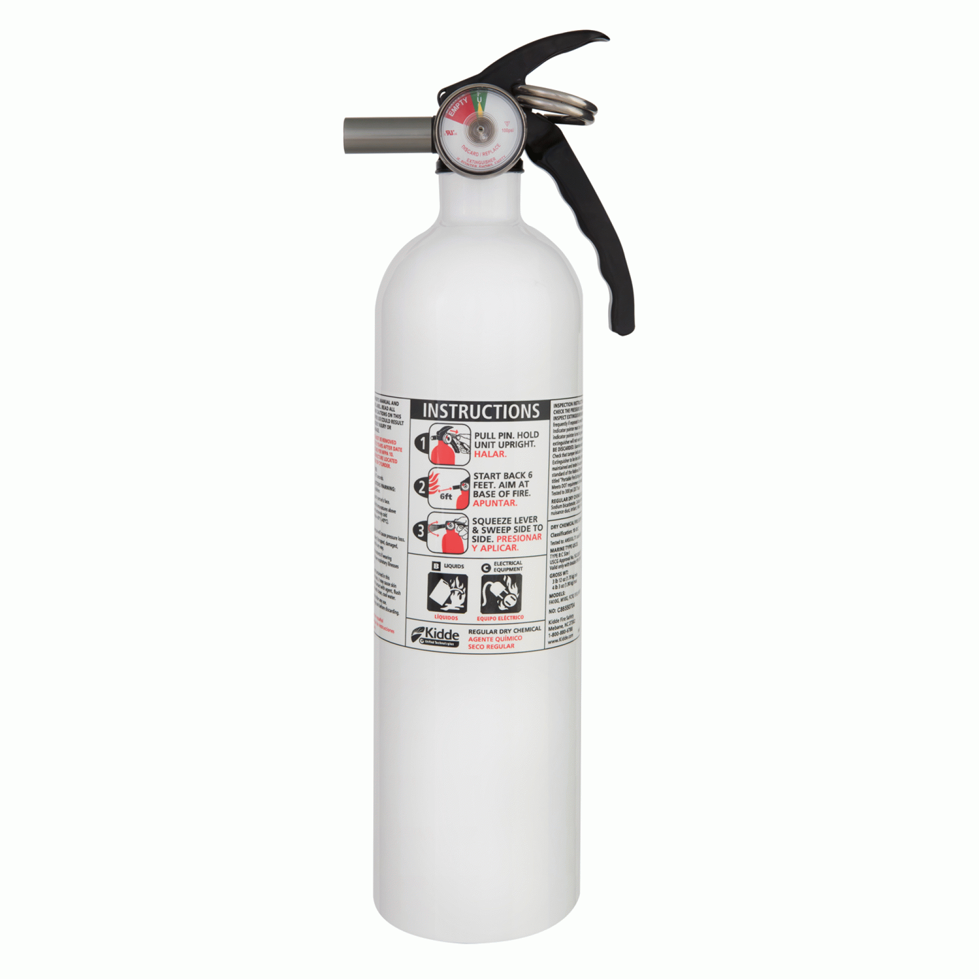 KIDDE SAFETY | 466628MTL | Fire Extinguisher Mariner 10 w/ Gauge and Metal Valve 2.9 Lbs. Extinguishing Agent