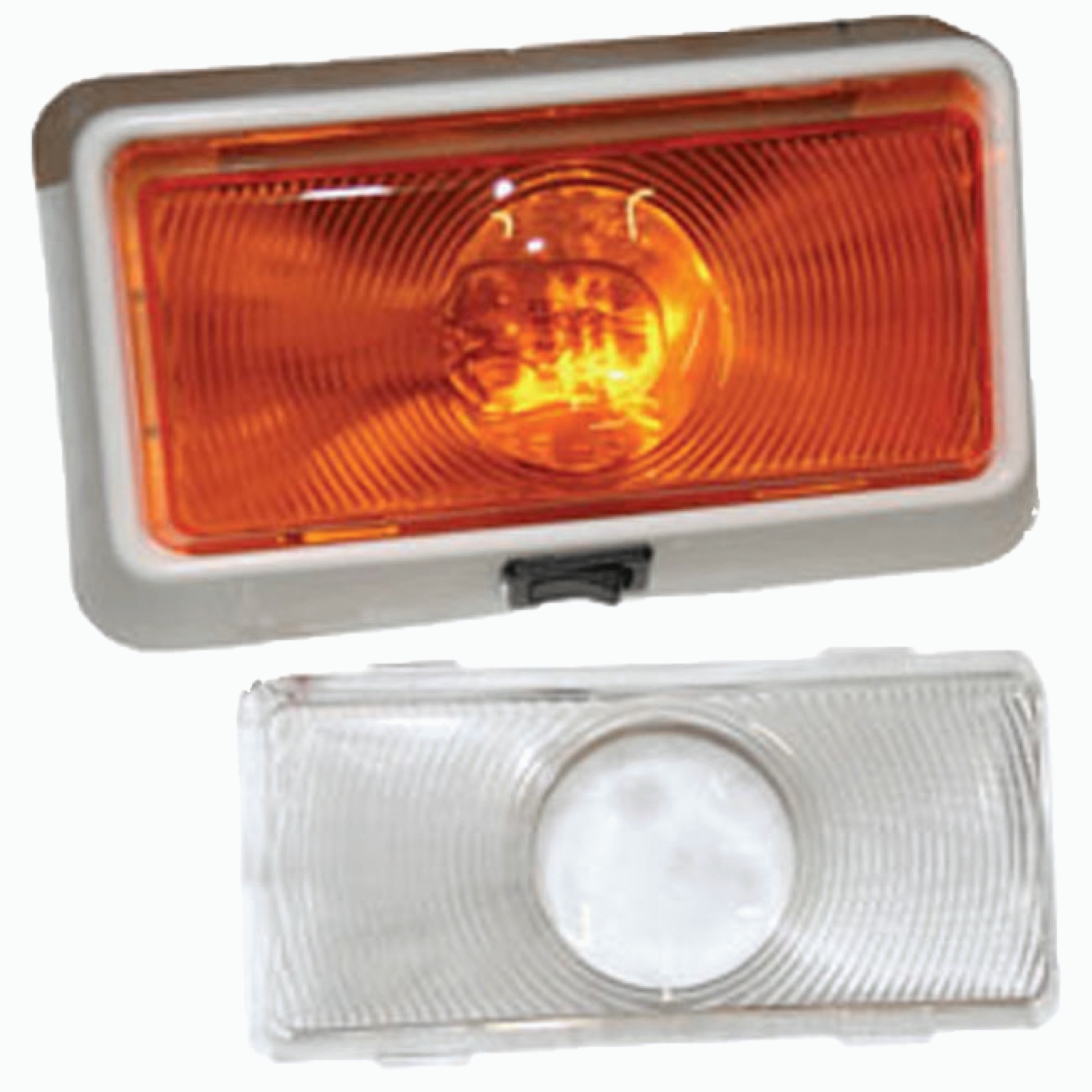 FASTENERS UNLIMITED | CMD-007-50SAC | PORCH LIGHT 12 V W/ SWITCH W/ AMBER LENS