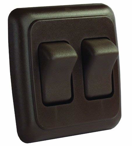 JR Products 12145 Brown Double On/Off Switch with Plate