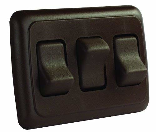 JR Products 12155 Brown Triple On/Off Switch with Plate