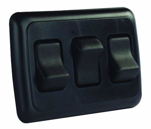 JR Products 12245 Black Triple On/Off Switch with Plate