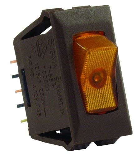 JR Products 12545 Amber Illuminated On/Off Switch with Brown Bezel