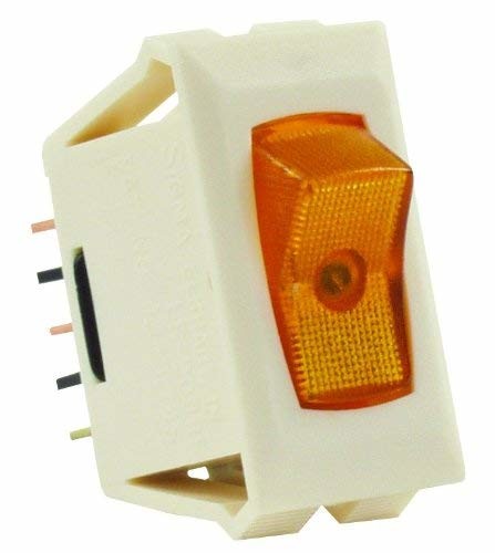 JR Products 12575 Amber Illuminated On/Off Switch with Ivory Bezel