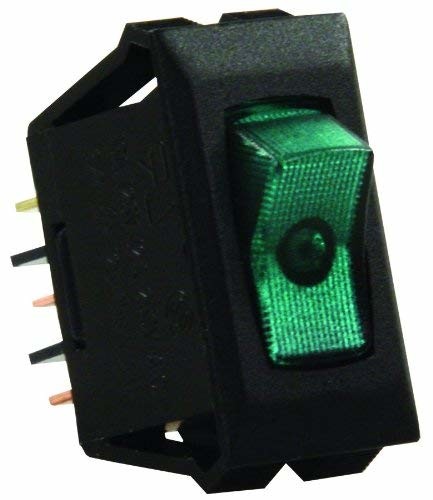JR Products 13695 Green Illuminated On/Off Switch with Black Bezel