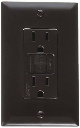 RV Designer S805 AC Dual Brown GFCI Outlet with Cover Plate