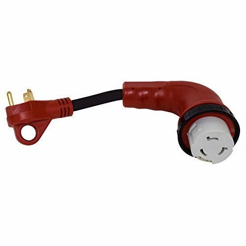 Valterra A10-3050D90 Mighty Cord 30AM-50AF Red 90 Degree Twist-Lock Adapter
