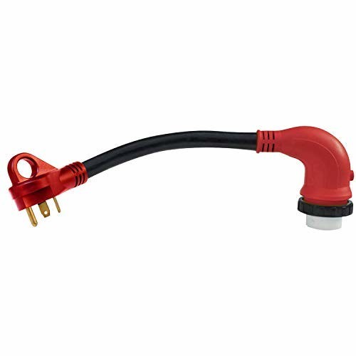 Valterra A10-3050D90VP Mighty Cord 30AM-50AF Red 90 Degree Twist-Lock Adapter