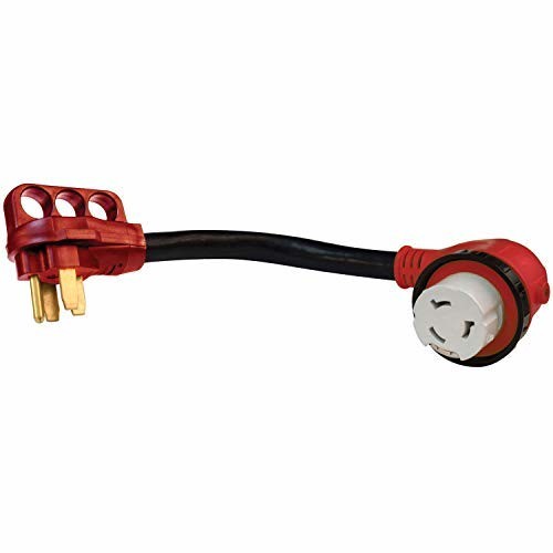 Valterra A10-5050D90VP Mighty Cord 50AM-50AF Red 90 Degree Twist-Lock Adapter