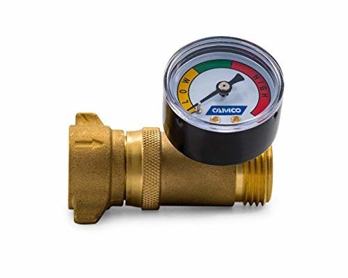 Camco 40064 40-50psi Brass In-line Water Pressure Regulator with Gauge