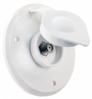 JR Products 476-B-1-A Colonial White Exterior Cable TV Plate