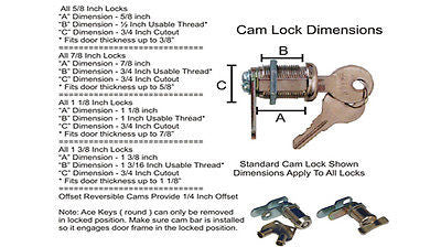 Prime Products 18-3310 5/8" Standard Key Compartment Door Cam Locks - 4pk