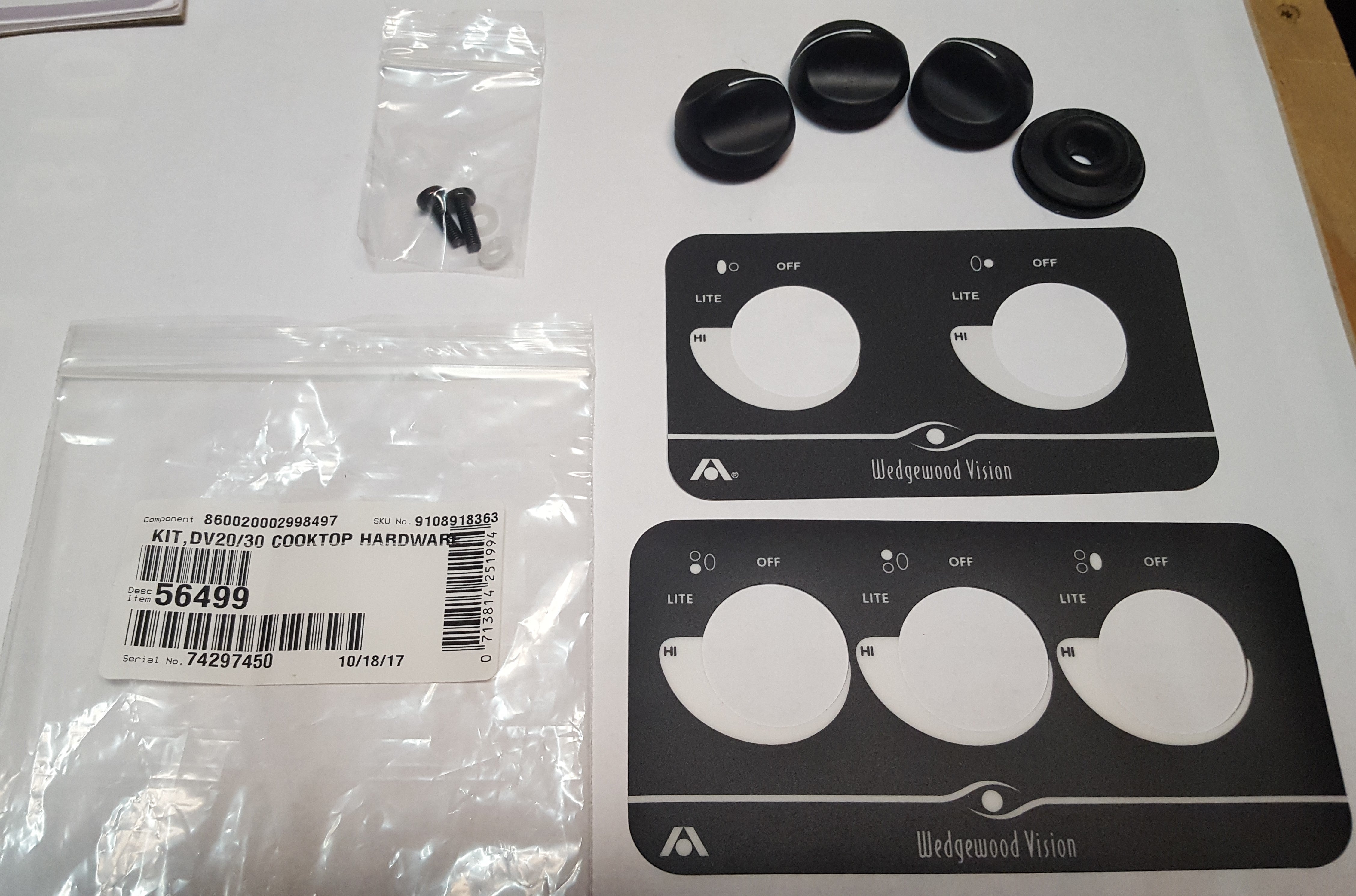 Dometic 56499 Wedgewood Vision Cooktop Repl. Knob and Hardware Kit