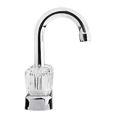 Dura Faucet DF-PB150A-CP RV Bar Faucet with Crystal Acrylic Knobs - 6-inch Spout (Chrome)