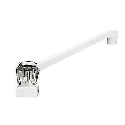 Dura Faucet DF-PK640S-WT RV Kitchen, Galley, or Bar Faucet with Smoked Acrylic Knobs (White)