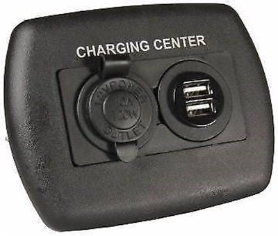 JR Products 15095 Black 12V USB Charging Center