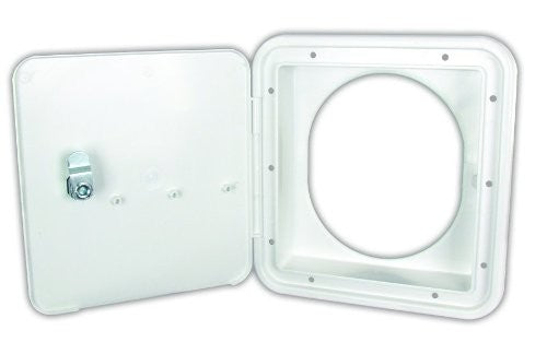 JR Products 71122-OVAL-A Polar White Oval Back Fuel Hatch with Lock