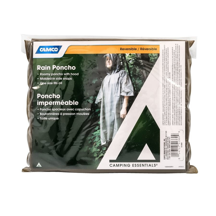 Camco 51360 Weatherproof Lightweight Tan Rain Poncho with Storage Bag