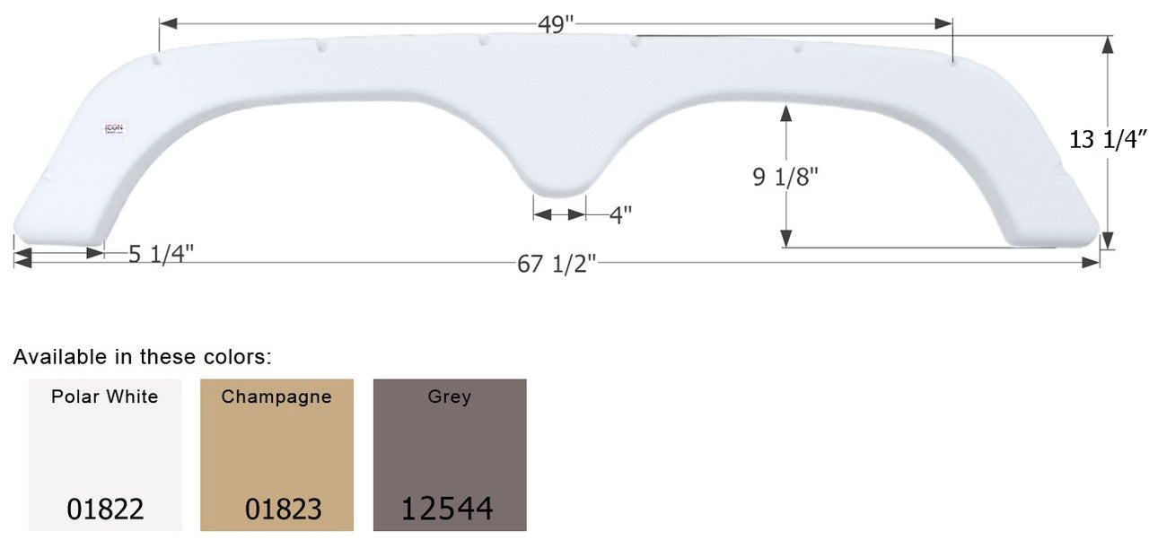 Icon | 01822 | Thor Trailer Polar White Tandem Fender Skirt - FS1822