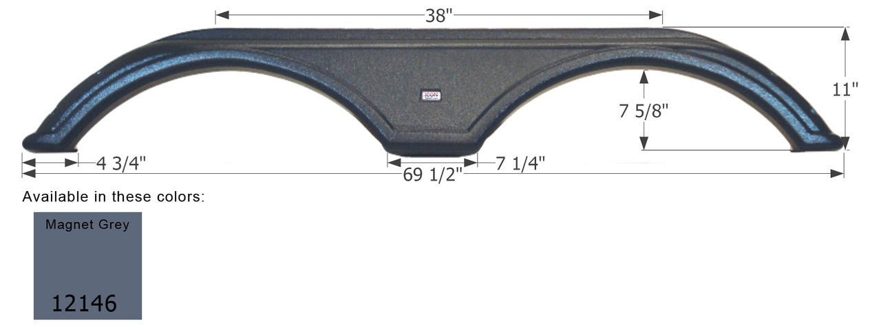 ICON 12146 Alpenlite Trailer Magnet Grey Tandem Fender Skirt - FS2146